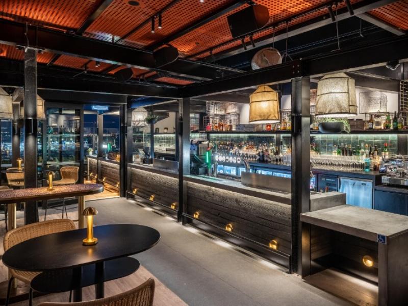 Bar and seating QT Rooftop Bar